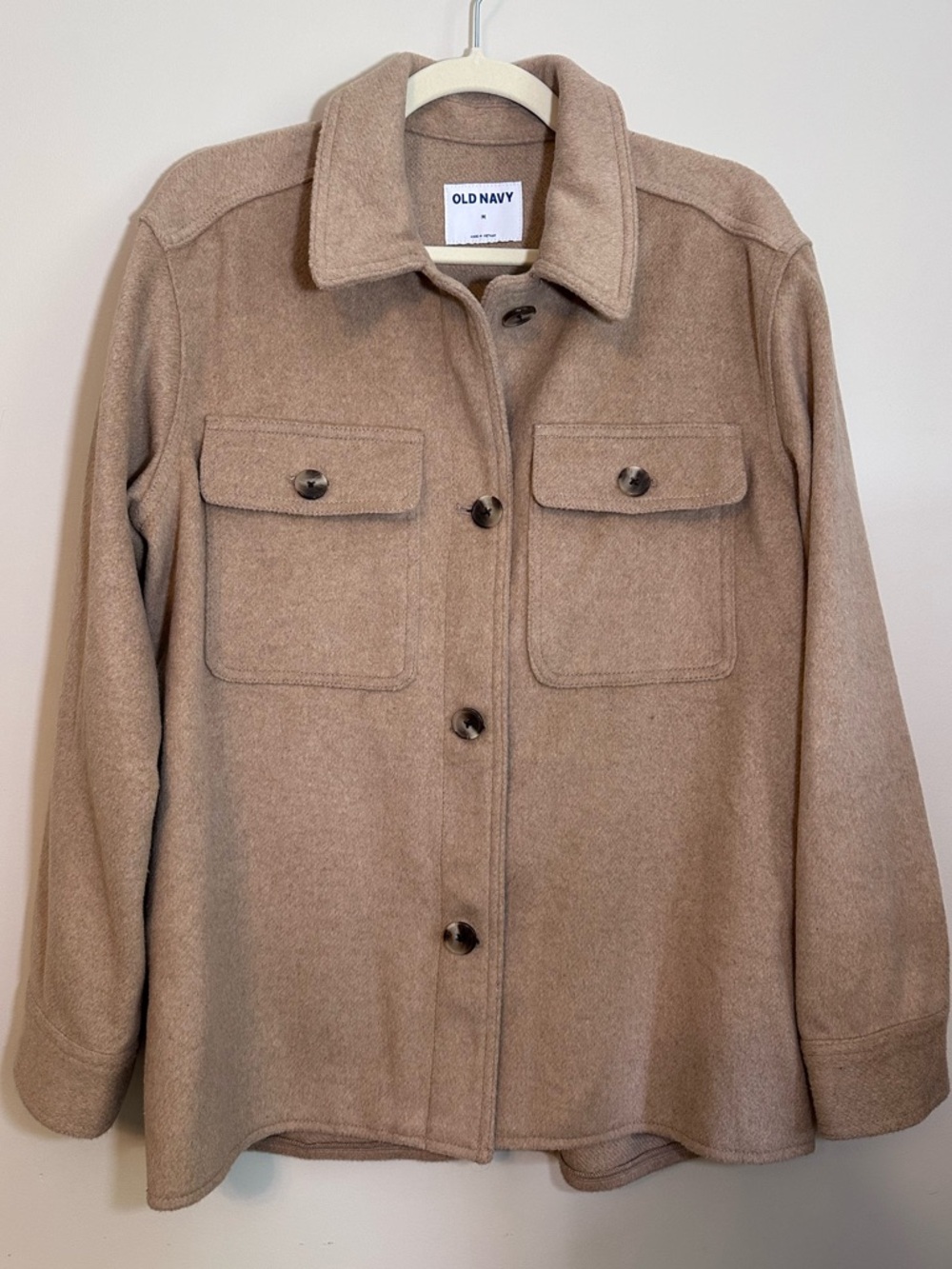 Old Navy Women's Camel Wool-Blend Shacket Size M Fall Cottagecore Mountain